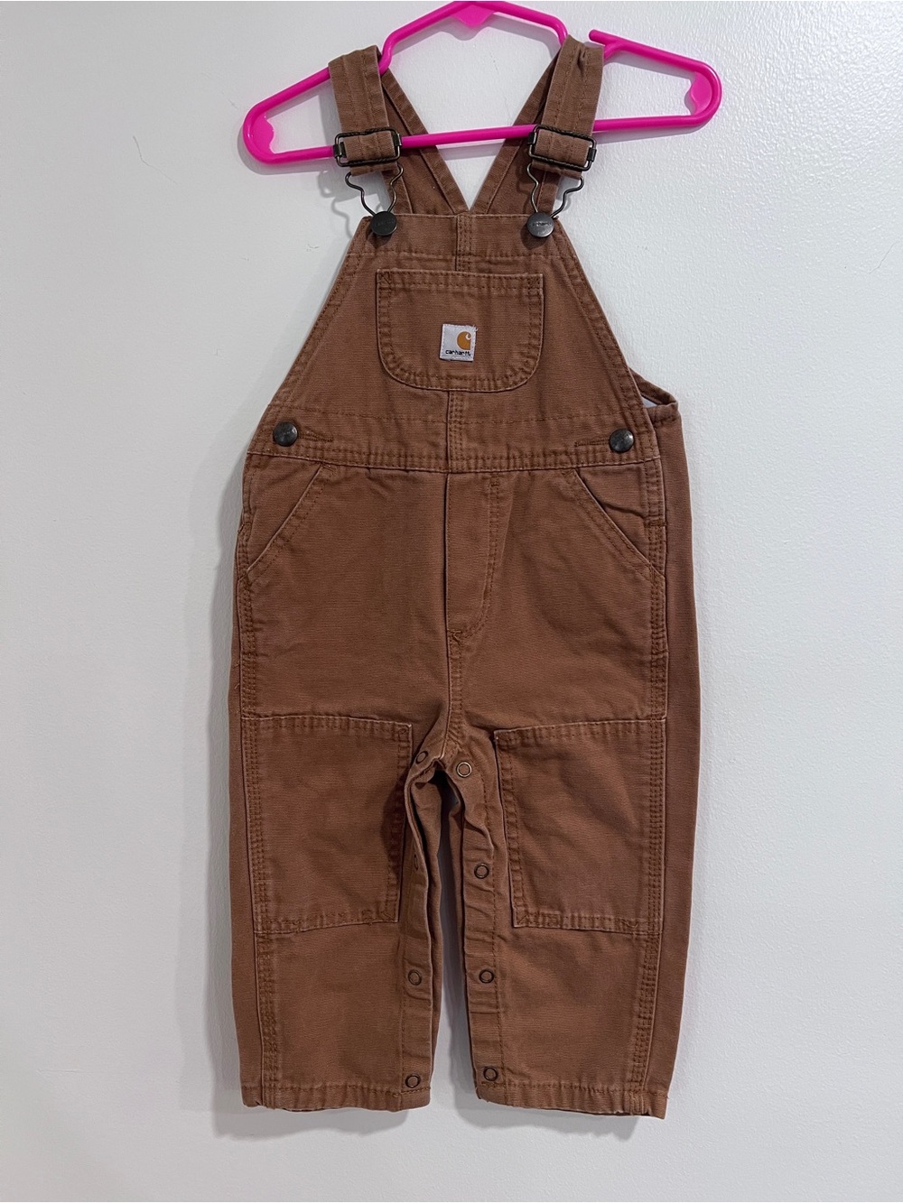 Carhartt Brown toddler Canvas Overalls with Pocket Bib 18Months